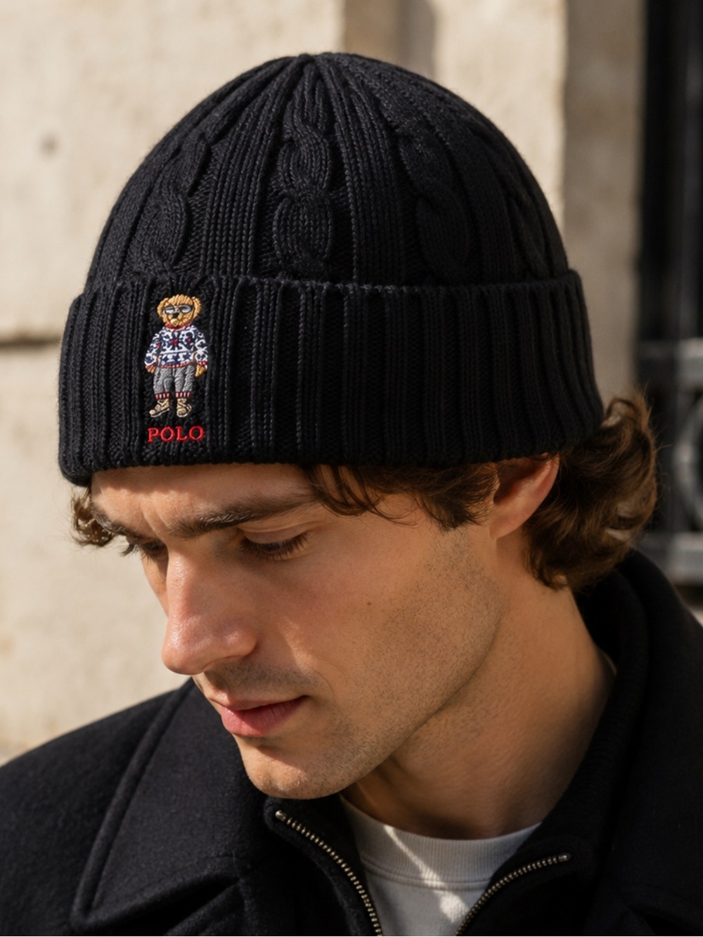 Polo Ralph Lauren Holiday Bear Beanie Cashmere Wool Blend Hat Black